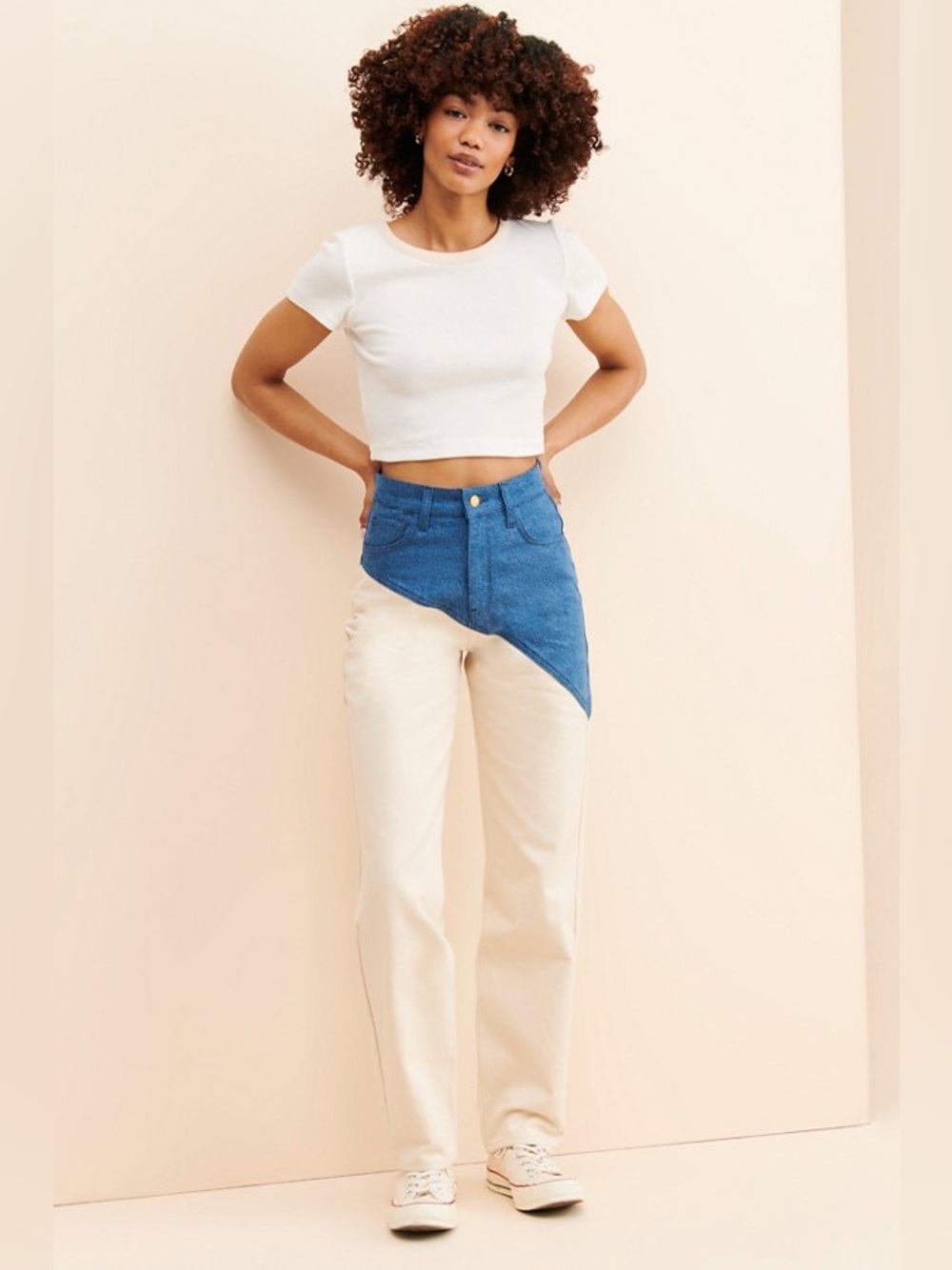 Triarchy High-Rise Colorblock Straight Leg Jeans Size 30